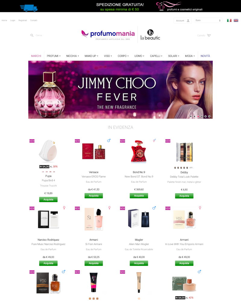 Esempi di negozi online creati con Open2b Commerce Ready