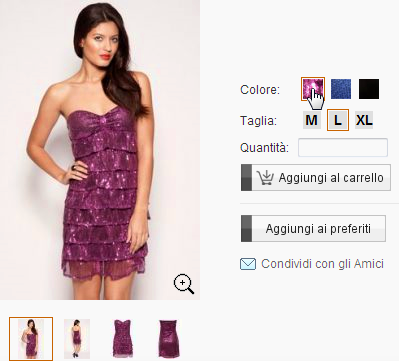 Piattaforma ecommerce: gestione taglie e colori