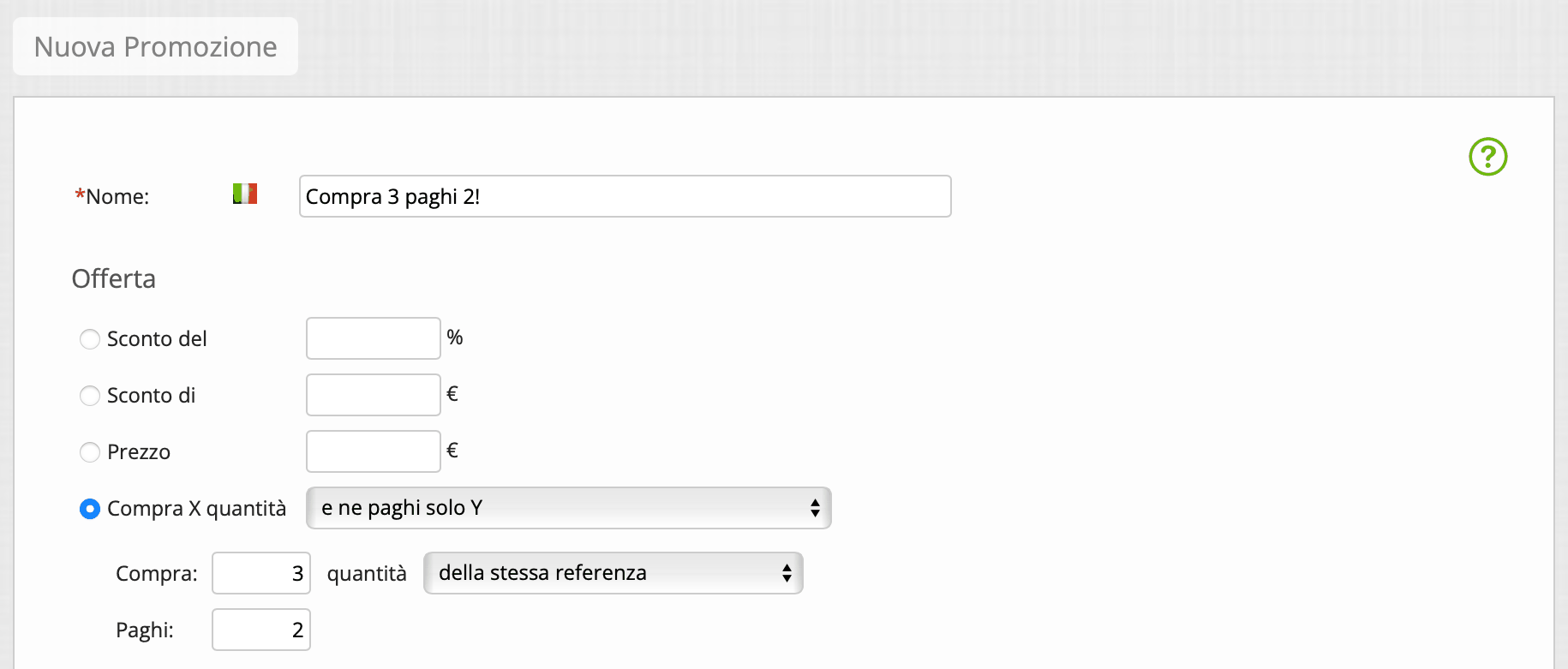 promozioni per quantità